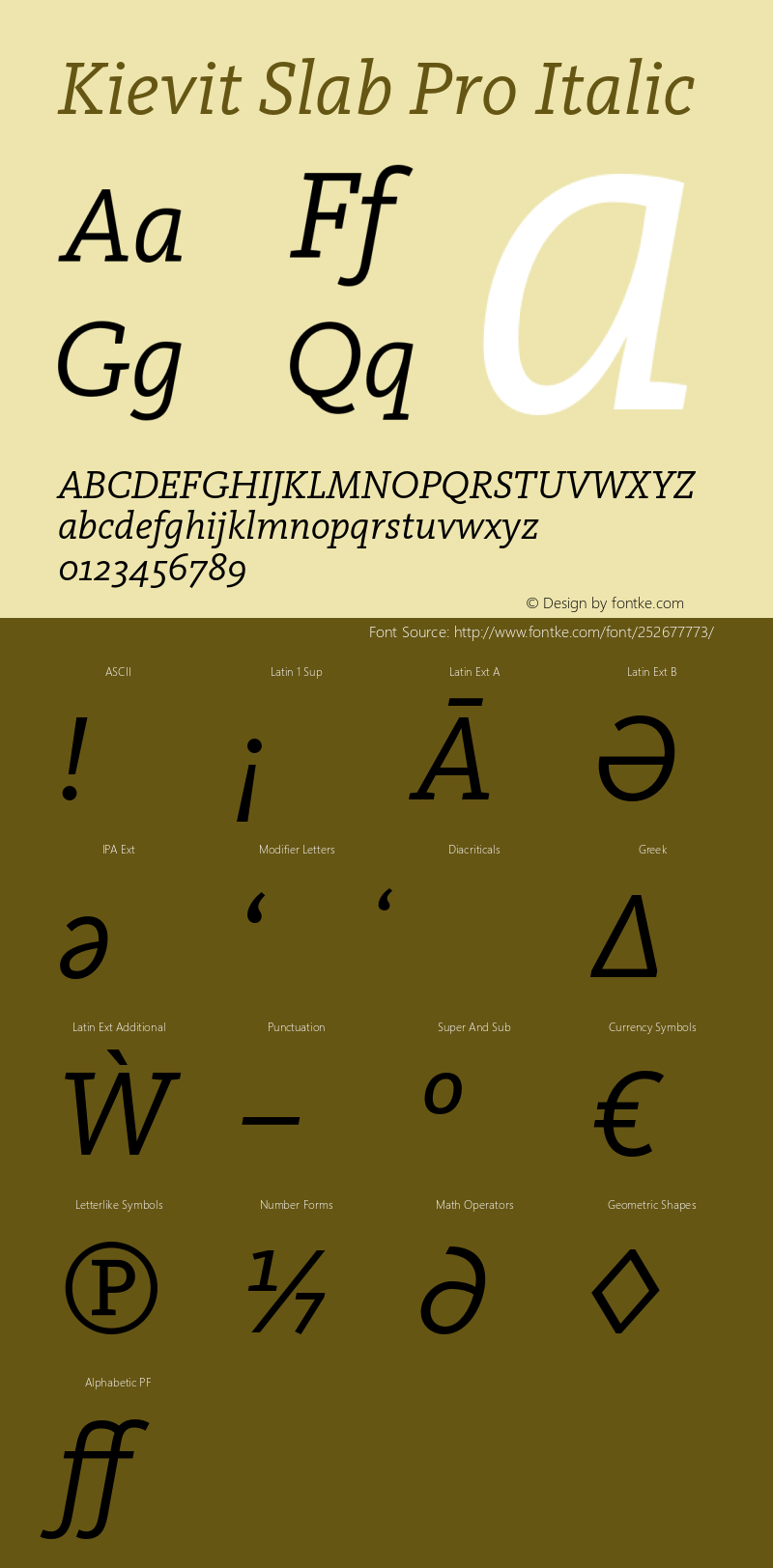 Kievit Slab Pro Italic Version 7.700, build 1040, FoPs, FL 5.04图片样张