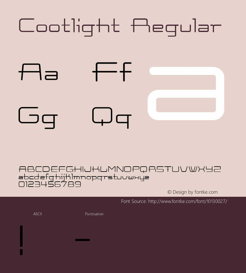 Cootlight Regular Macromedia Fontographer 4.1J 04.7.12 Font Sample