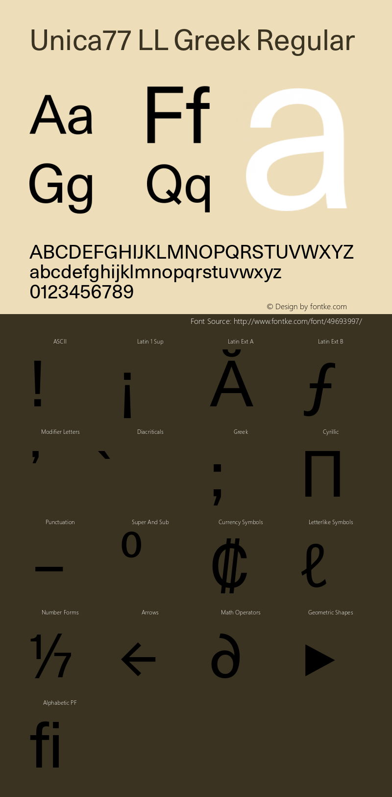 Unica77 LL Grk Regular Version 3.000; build 0004 | wf-rip DC20190930 Font Sample