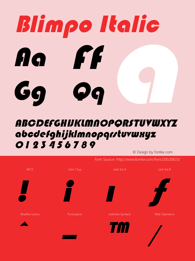 Blimpo Italic Altsys Fontographer 3.5  7/8/96 Font Sample