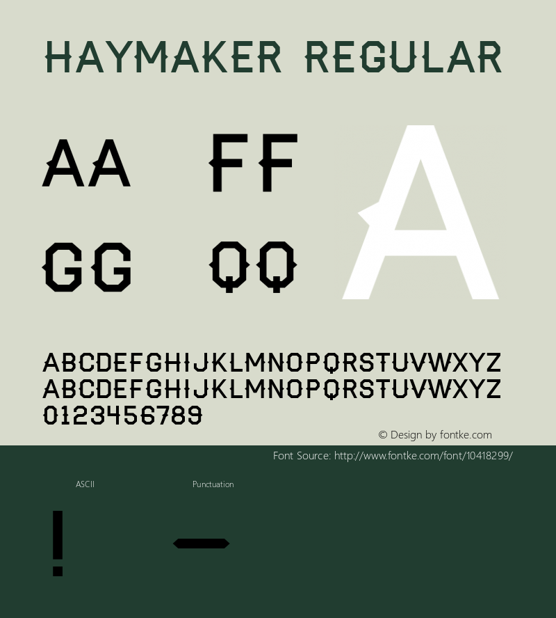 Haymaker Regular Version 1.000;PS 001.001;hotconv 1.0.56 Font Sample