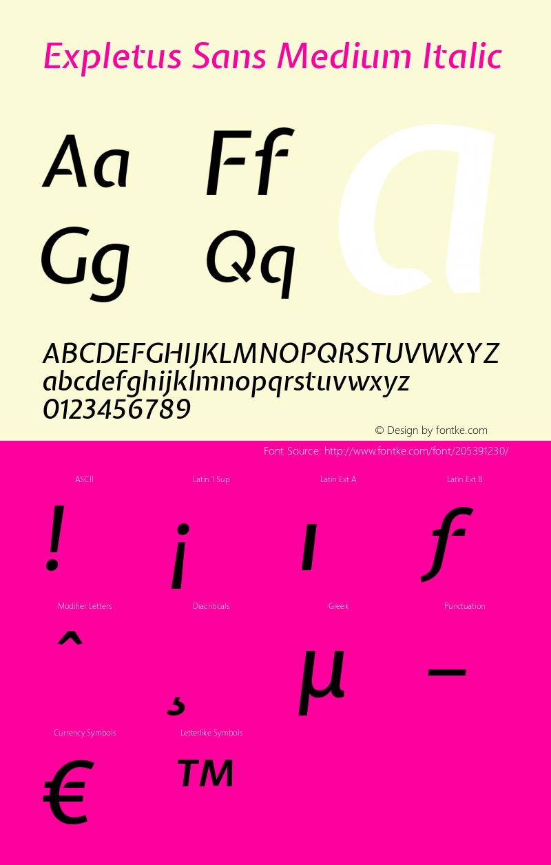 Expletus Sans Medium Italic Version 7.500; ttfautohint (v1.8.2) -l 8 -r 50 -G 200 -x 14 -D latn -f none -a qsq -X 