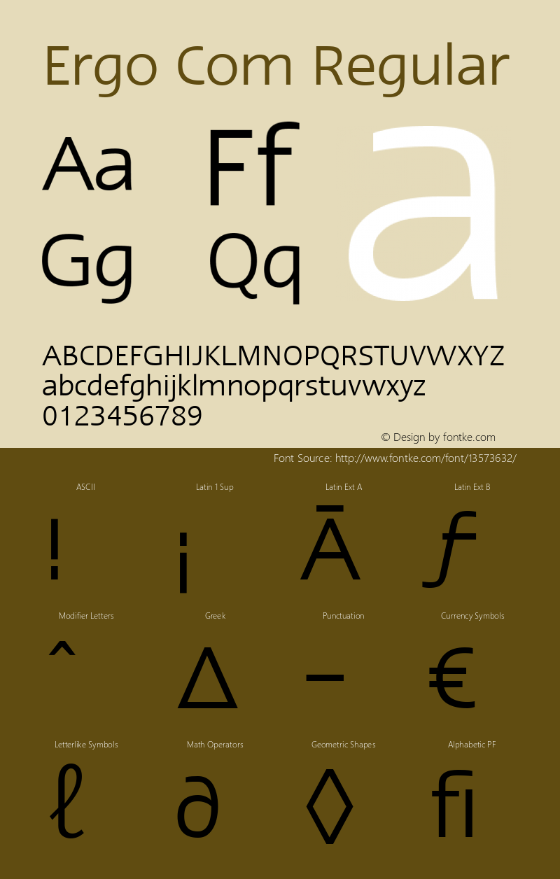 Ergo Com Regular Version 2.01 Font Sample