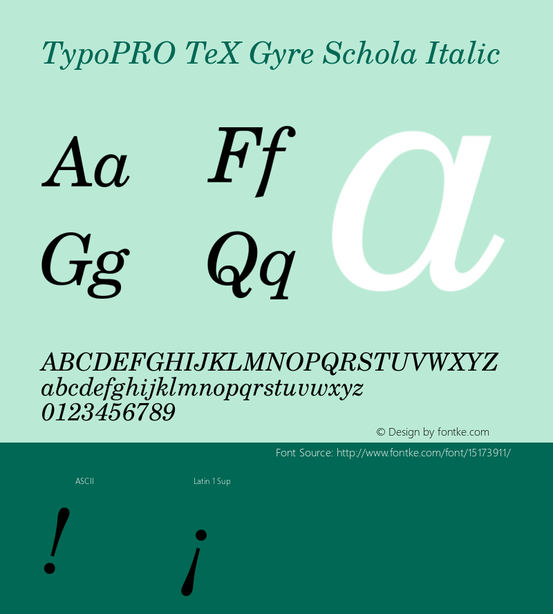 TypoPRO TeX Gyre Schola Italic Version 2.005;PS 2.005;hotconv 1.0.49;makeotf.lib2.0.14853 Font Sample