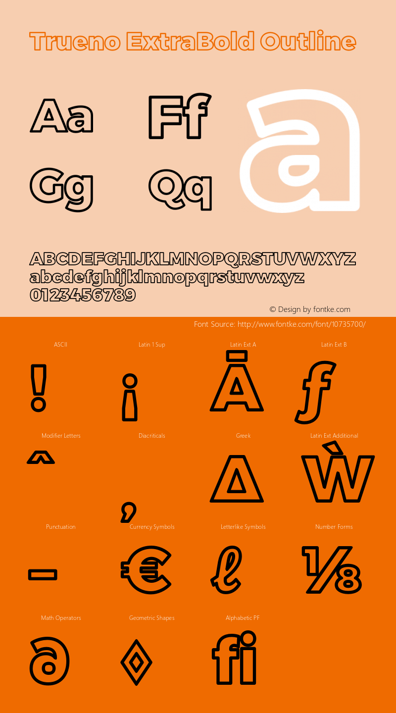 Trueno ExtraBold Outline Version 3.001 Font Sample