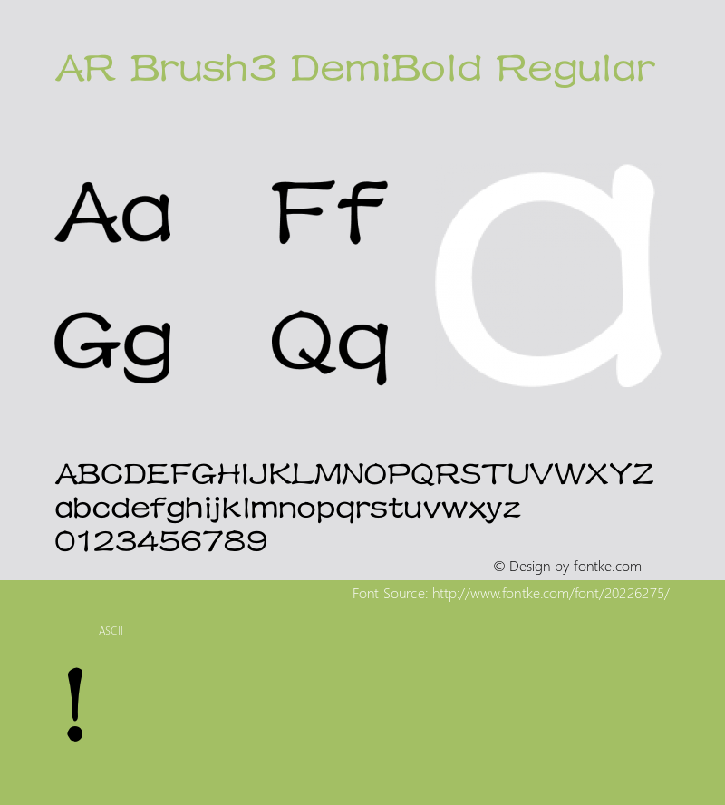 AR Brush3 DemiBold Version 2.001;PS 002.000;hotconv 1.0.38 Font Sample