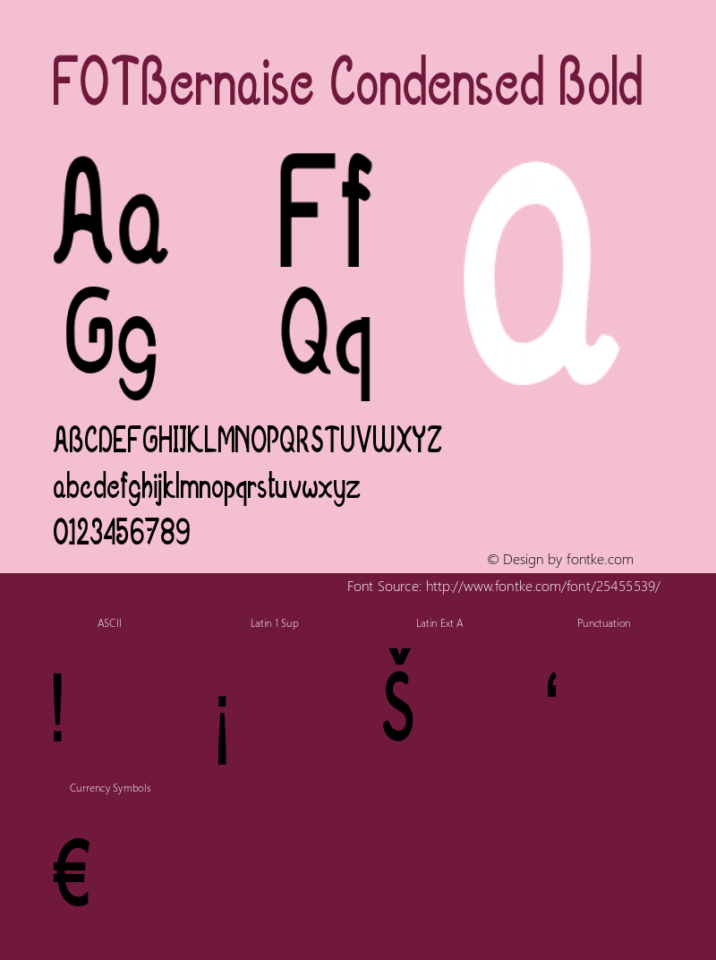 FOTBernaise-CondensedBold Version 1.000 Font Sample