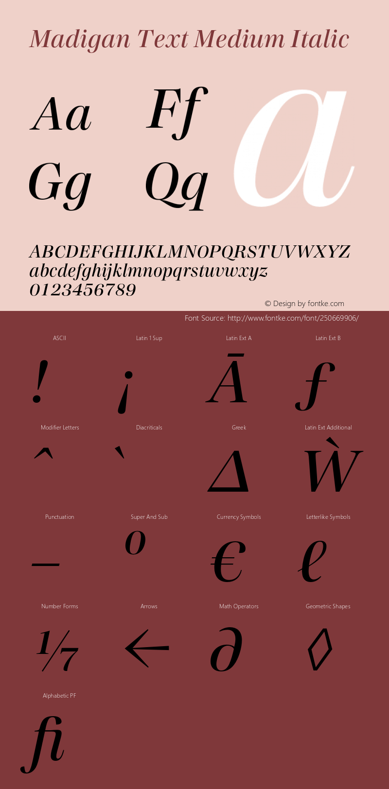 Madigan Text Medium Italic Version 1.001;hotconv 1.0.109;makeotfexe 2.5.65596图片样张