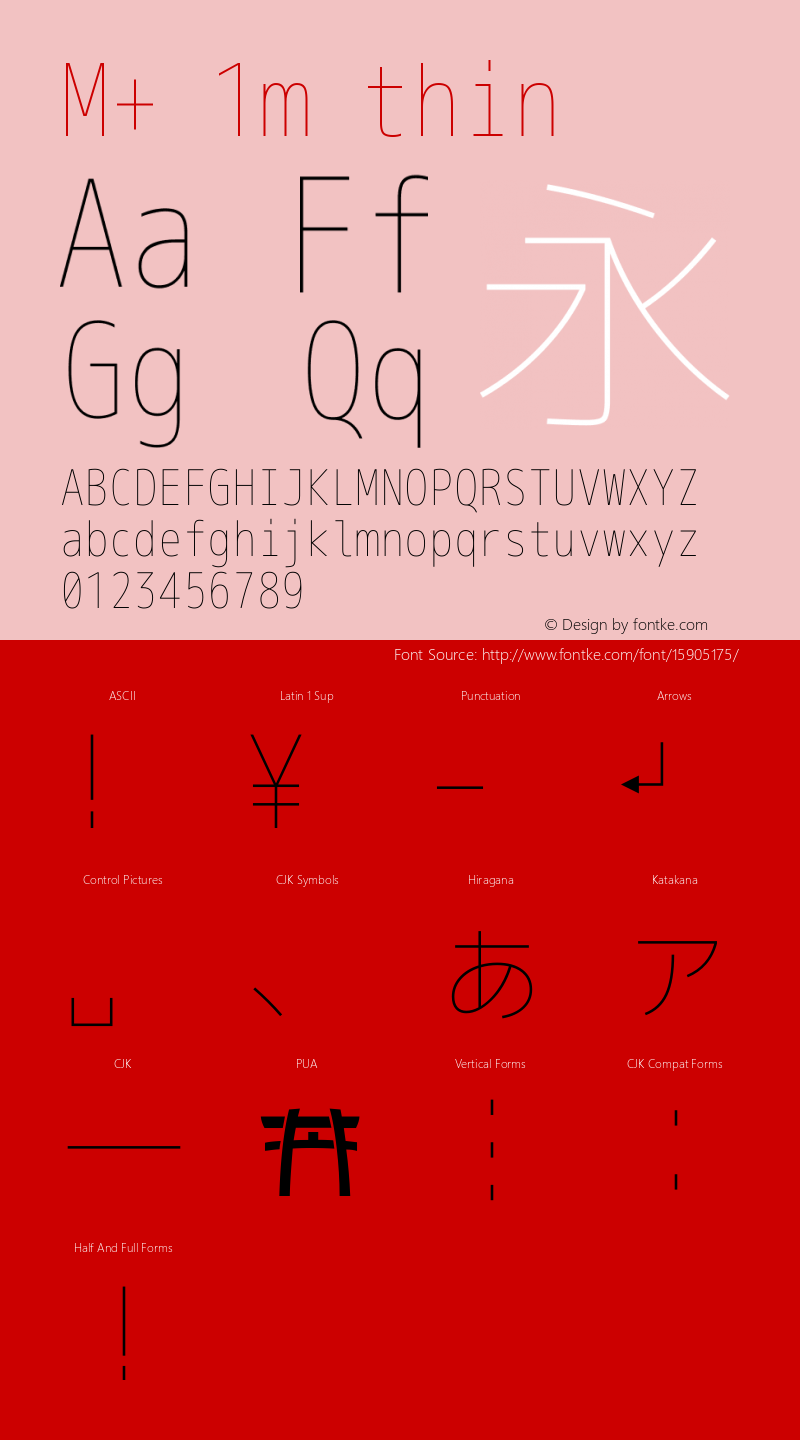 M+ 1m thin Version 1.018;Nerd Fonts 0.6 Font Sample
