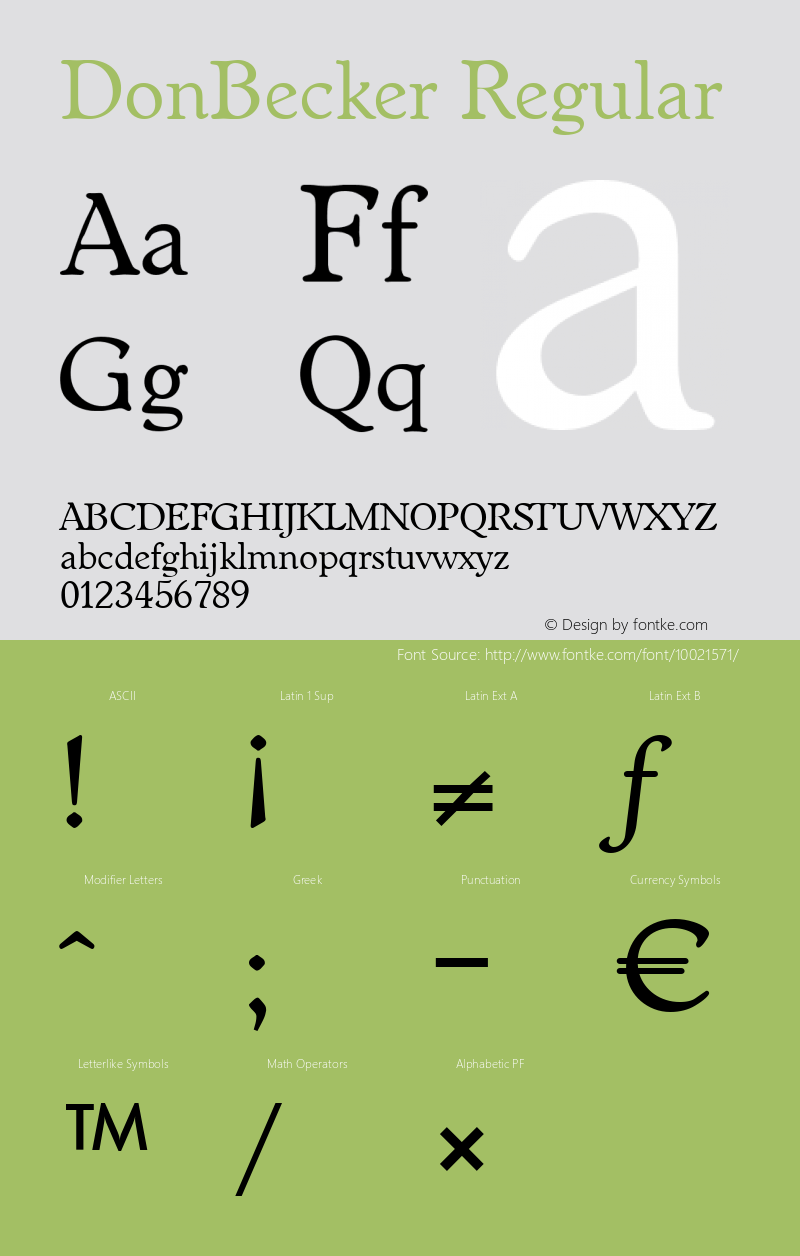 DonBecker Regular 001.000 Font Sample