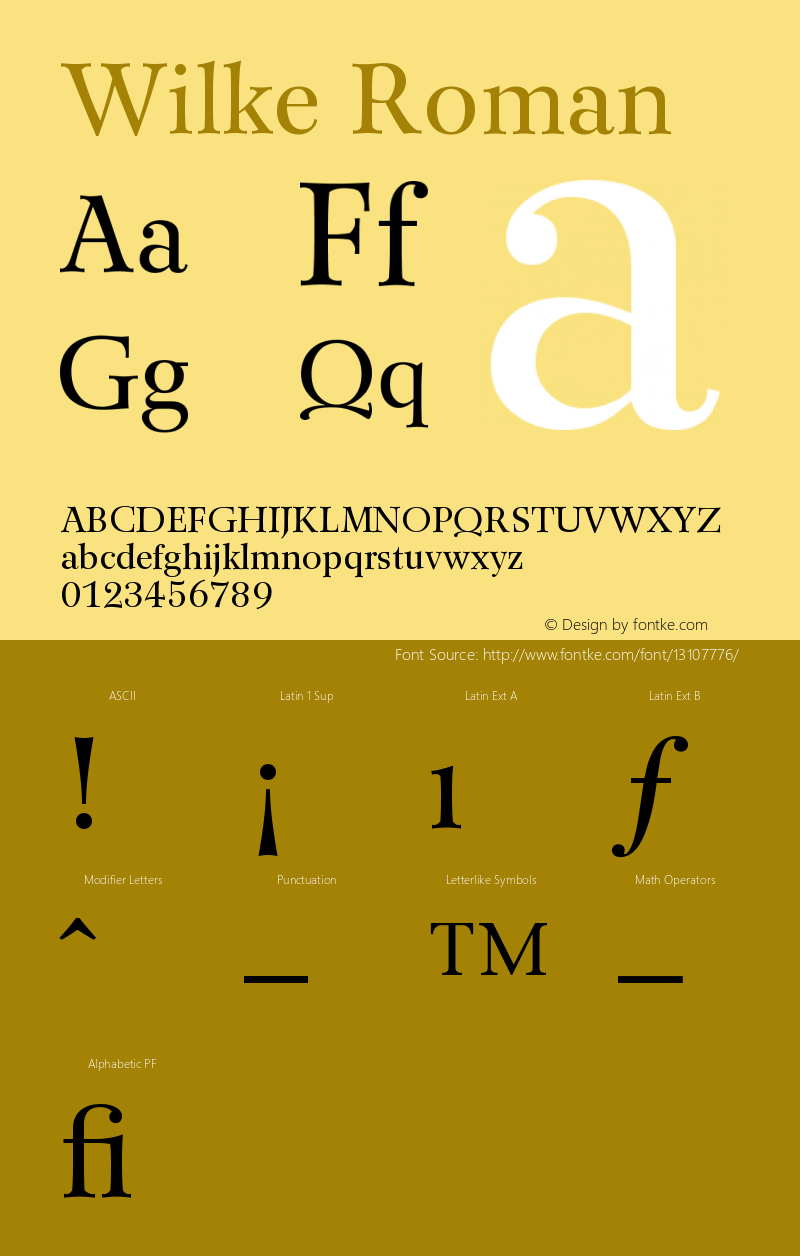 Wilke Roman Version 001.001 Font Sample