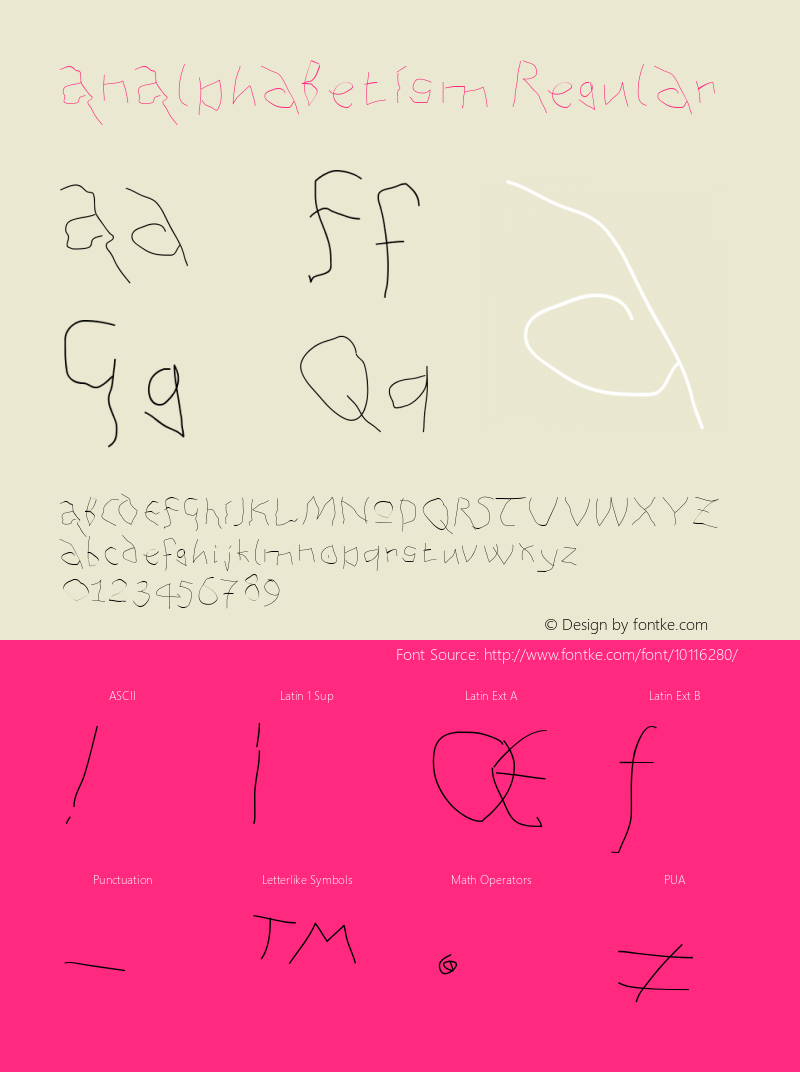 AnAlphaBetIsm Regular 1.0 2003-04-25 Font Sample