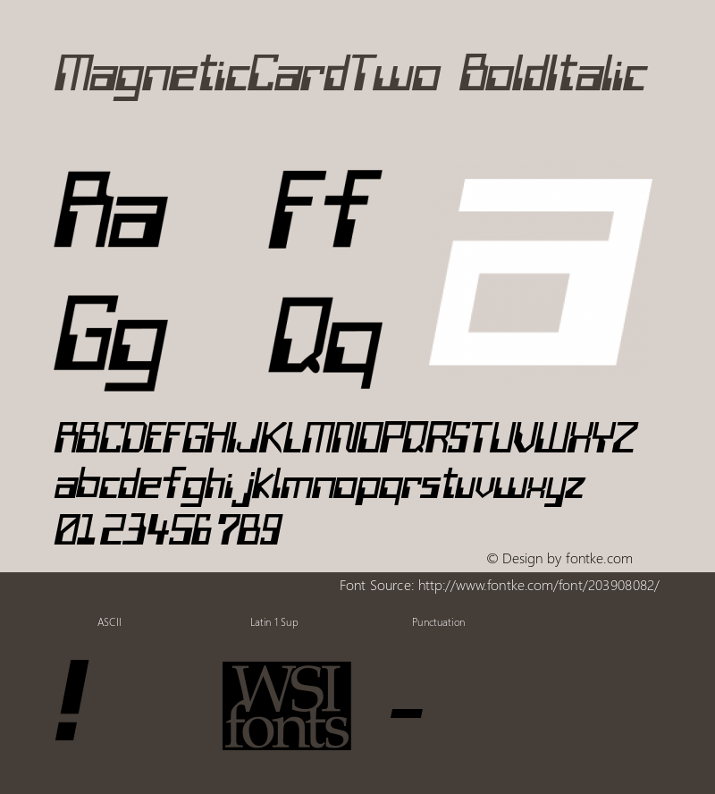 MagneticCardTwo BoldItalic Macromedia Fontographer 4.1 7/20/96图片样张