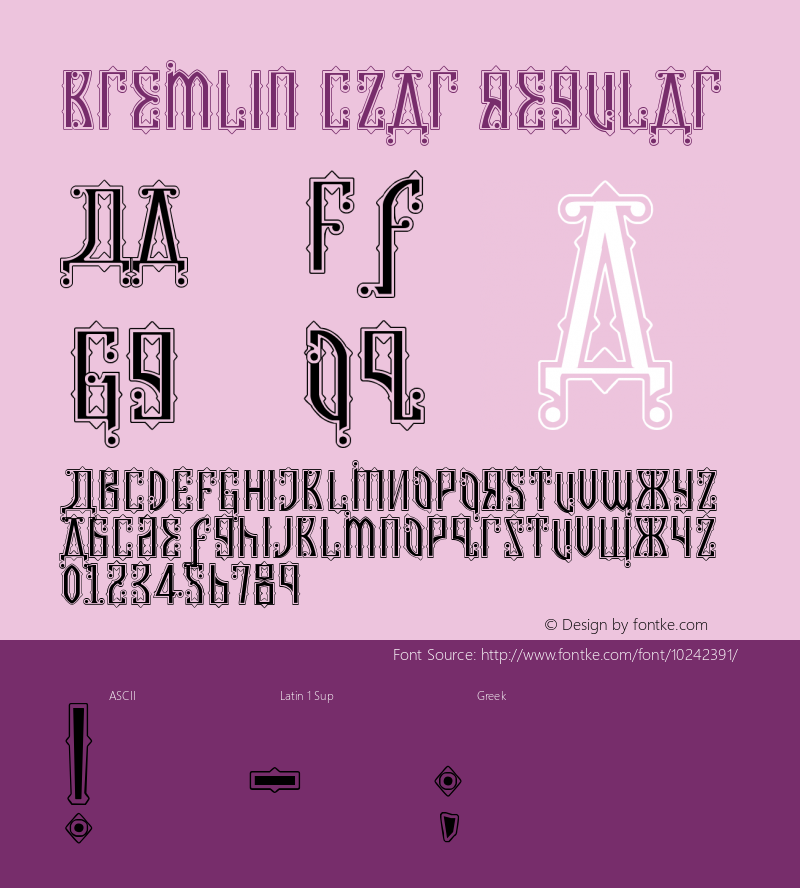 Kremlin Czar Regular Version 1.00 April 28, 2009, initial release Font Sample