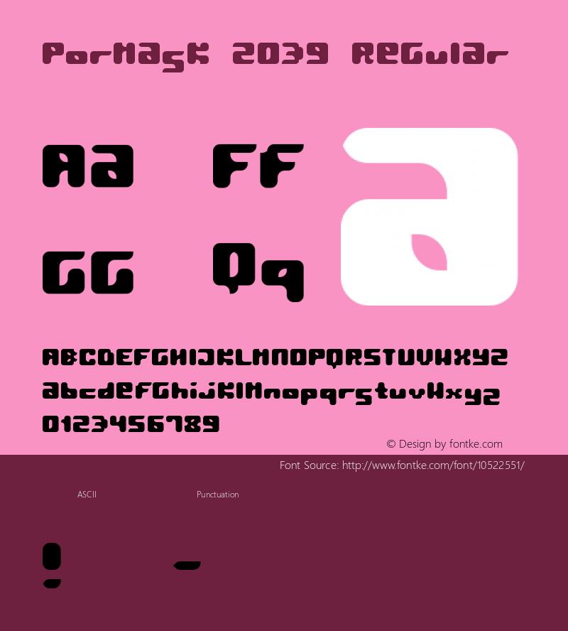 Pormask 2039 Regular som vanligt, i framtiden Font Sample