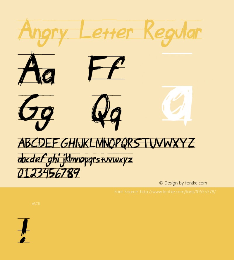 Angry Letter Regular Version 1.00 February 21, 2014, initial release Font Sample