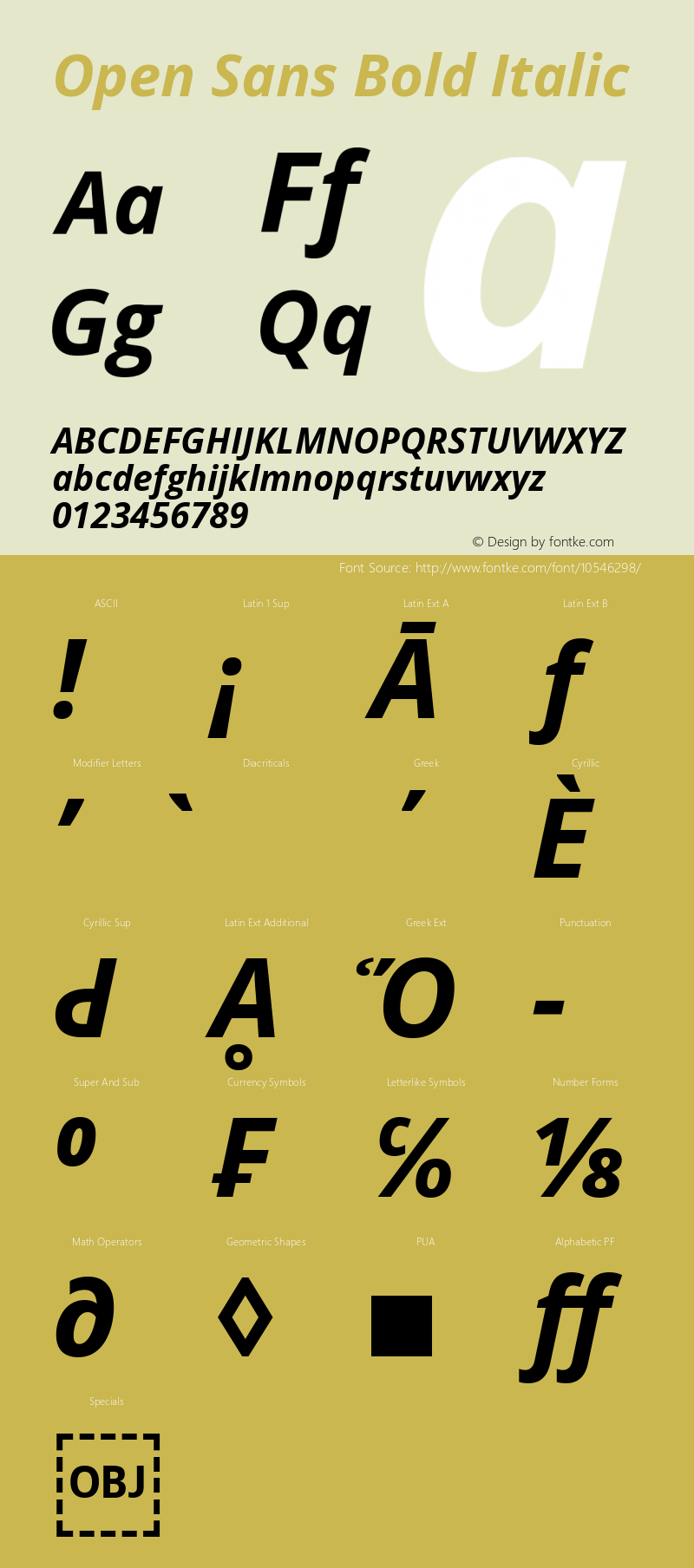 Open Sans Bold Italic Version 1.10 Font Sample