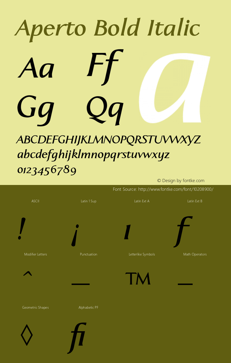 Aperto Bold Italic 001.000 Font Sample