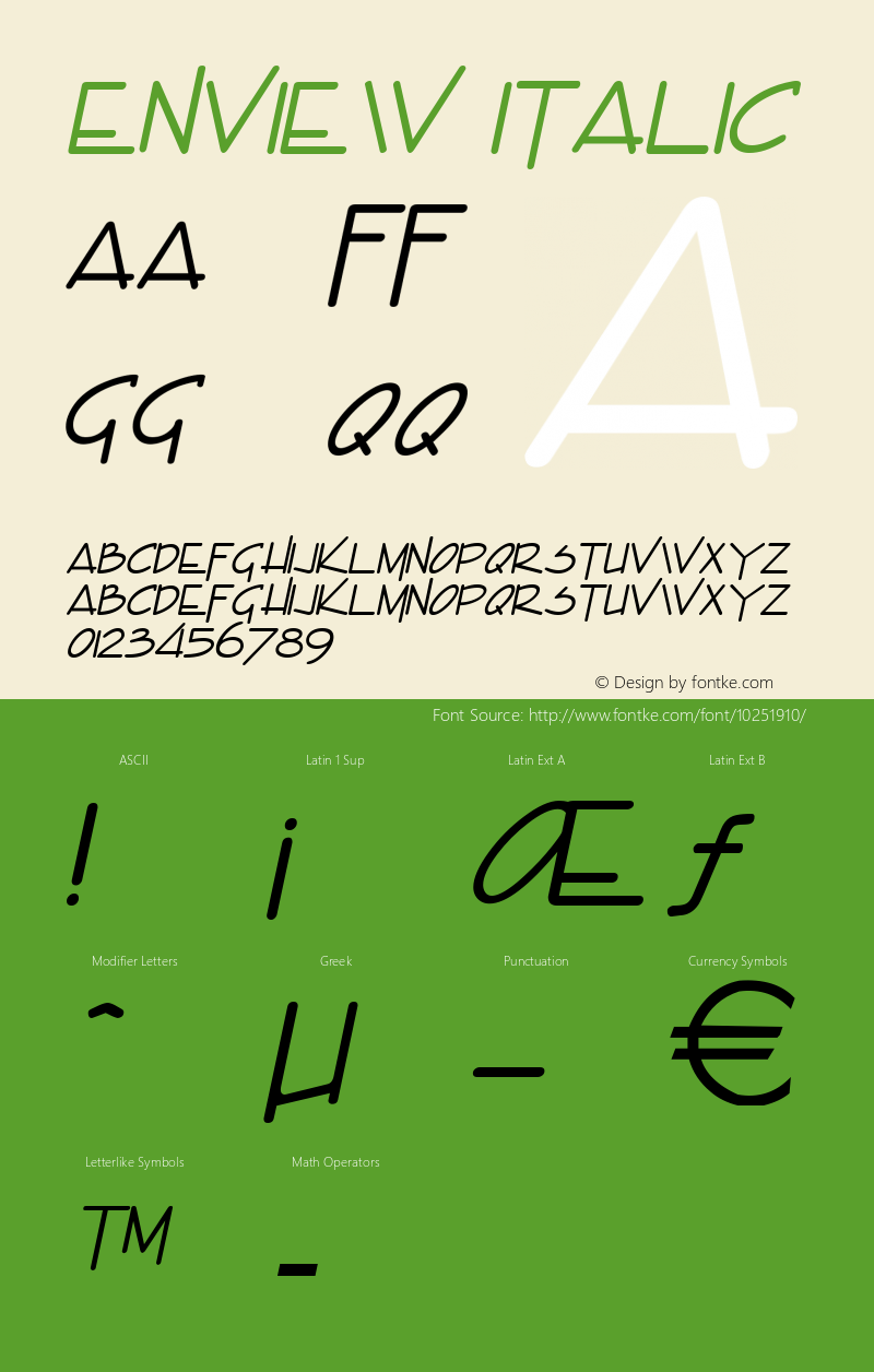 Enview Italic Altsys Fontographer 4.1 11/2/95 Font Sample