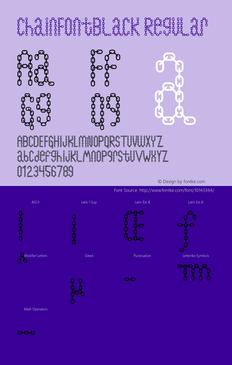 ChainFontBlack Regular Macromedia Fontographer 4.1.4 10/27/04 Font Sample