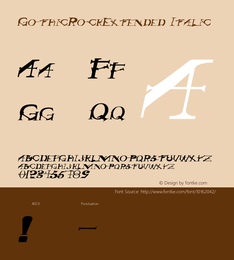GothicRockExtended Italic Rev. 003.000 Font Sample