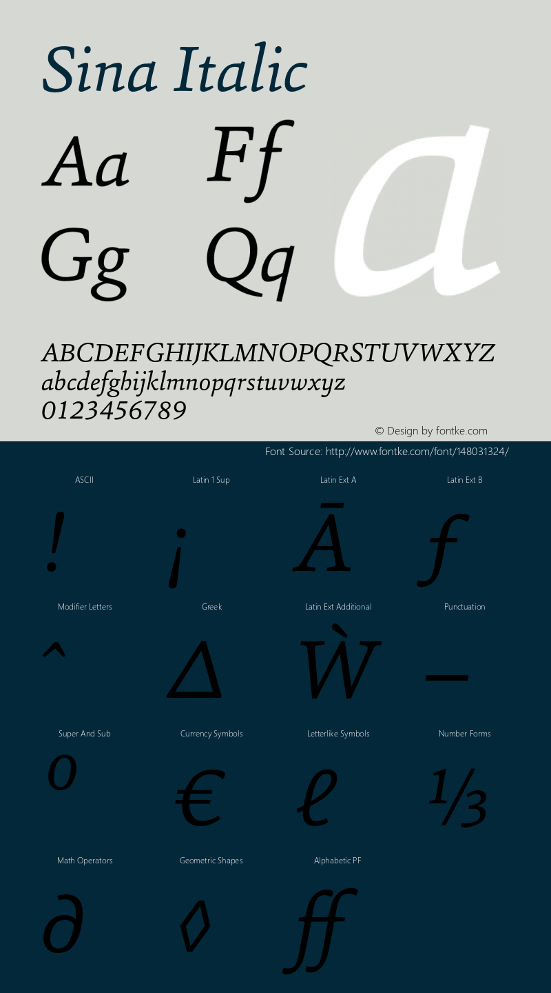 Sina-Italic Version 1.00 Font Sample