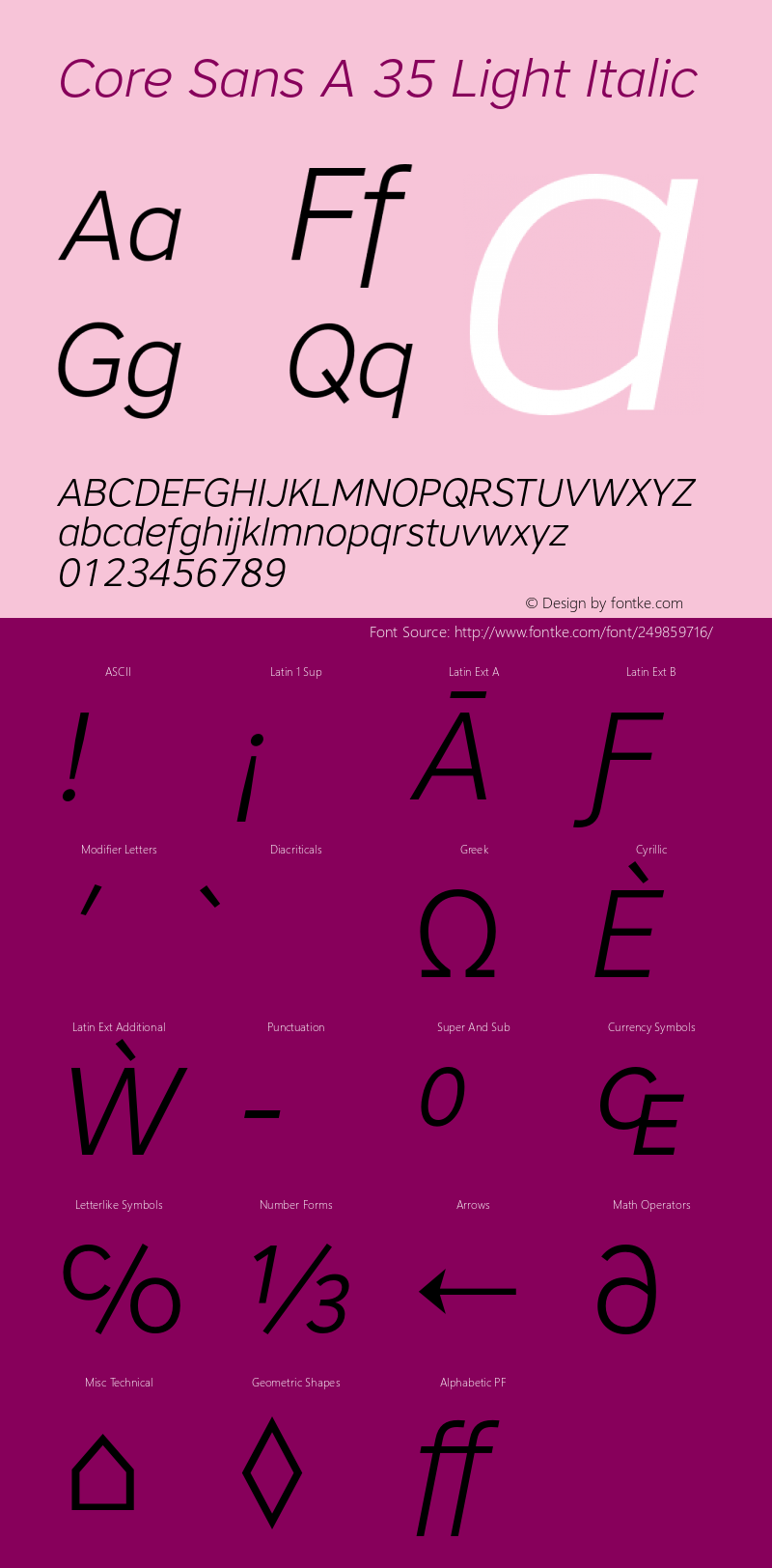 CoreSansA35Light-Italic Version 1.001图片样张