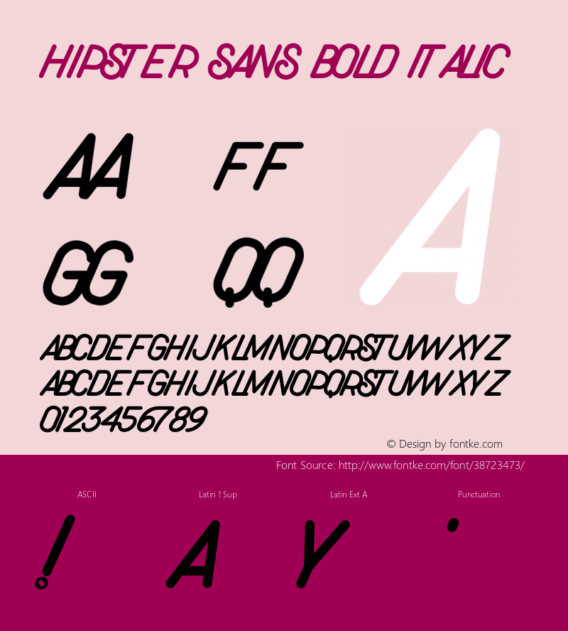Hipster Sans Bold Italic Version 1.002;Fontself Maker 3.3.0 Font Sample