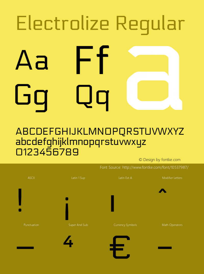 Electrolize Regular Version 1.002 Font Sample