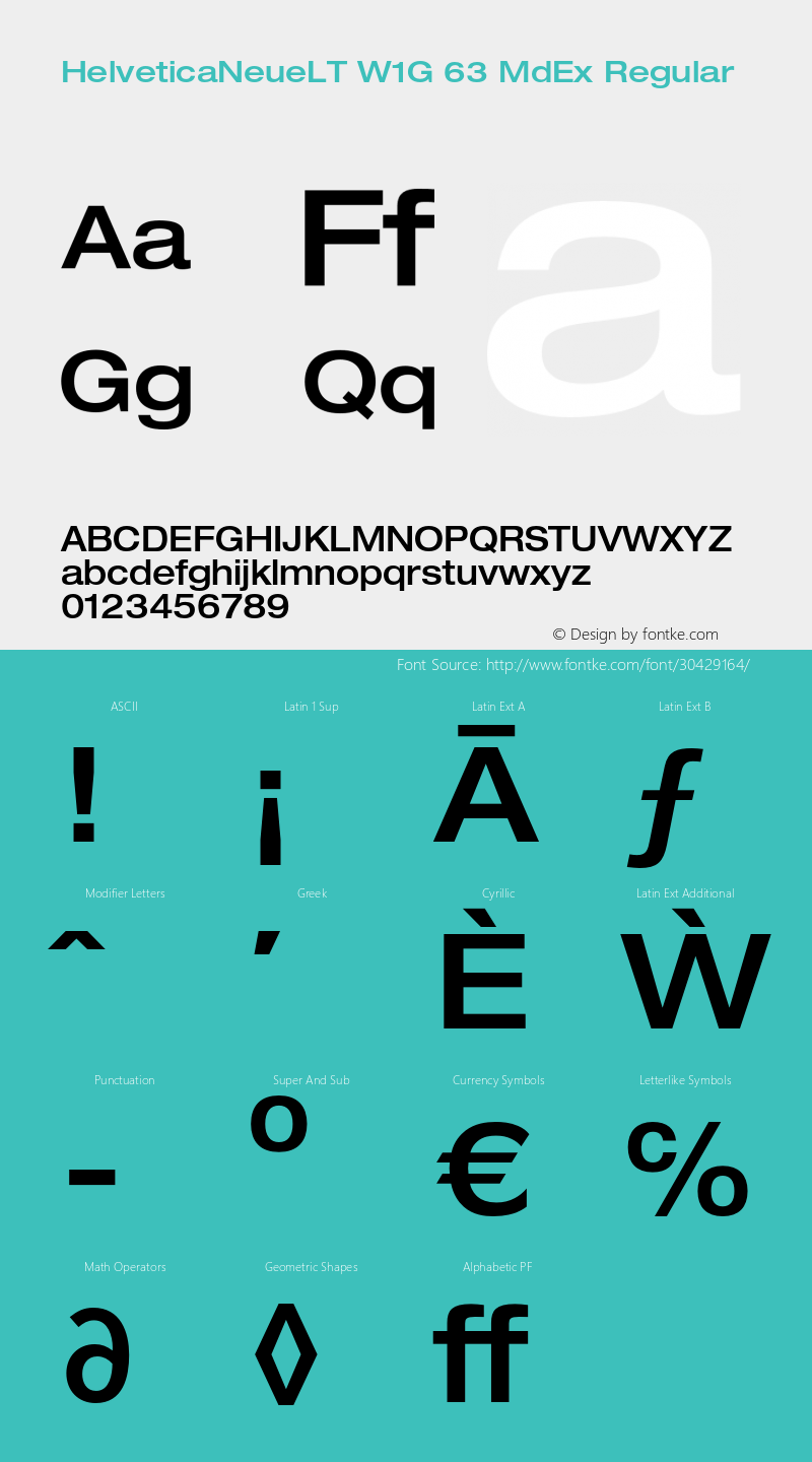 Helvetica Neue LT W05 63 Md Ex Version 2.00 Font Sample