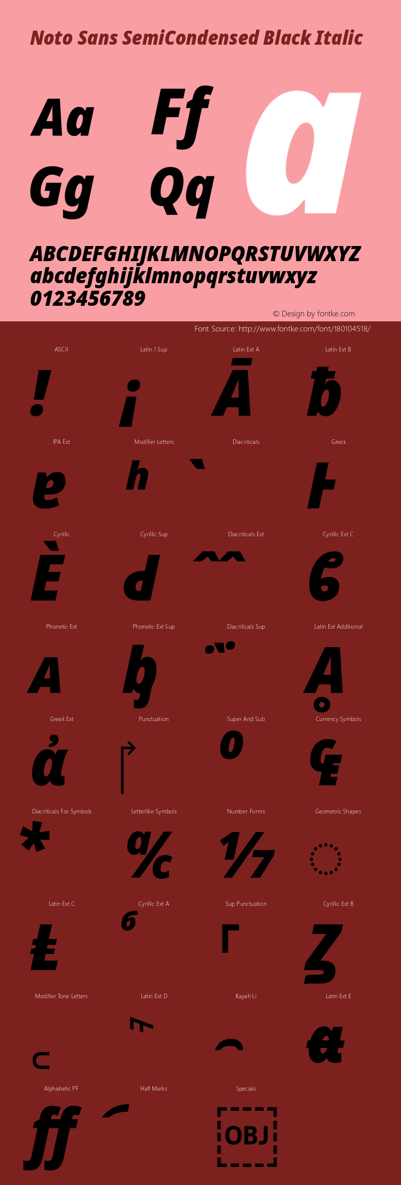 Noto Sans SemiCondensed Black Italic Version 2.001; ttfautohint (v1.8.2)图片样张