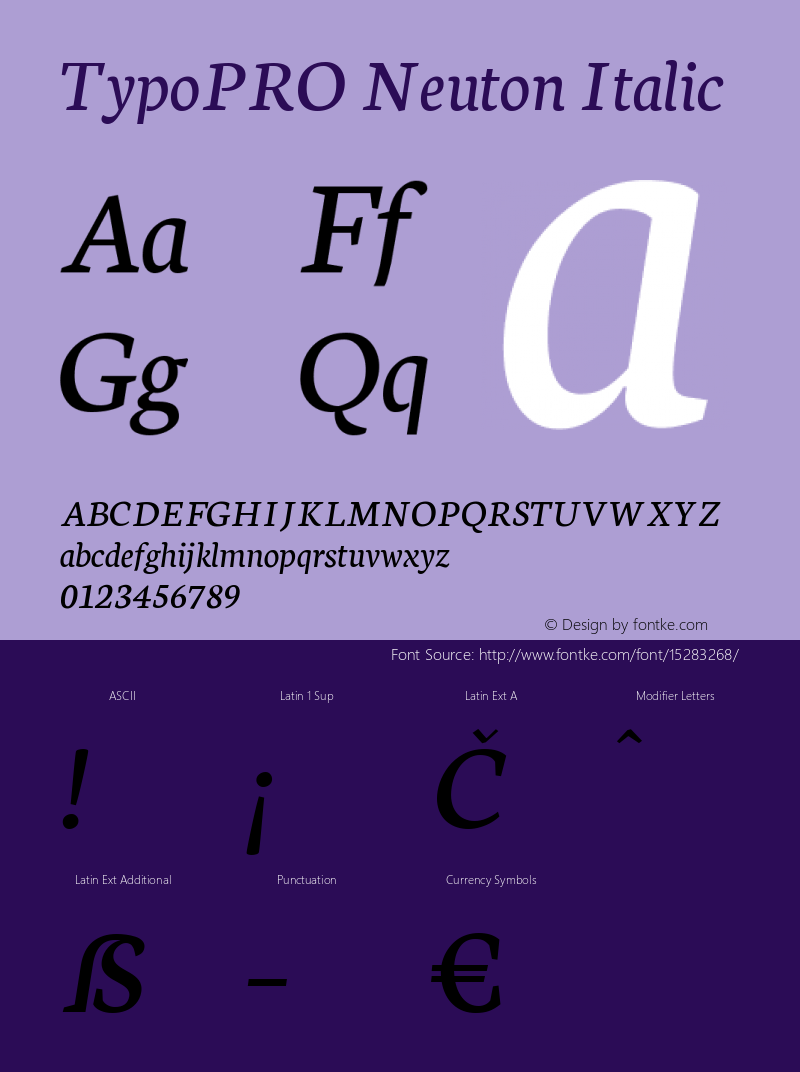 TypoPRO Neuton Italic Version 1.46 Font Sample