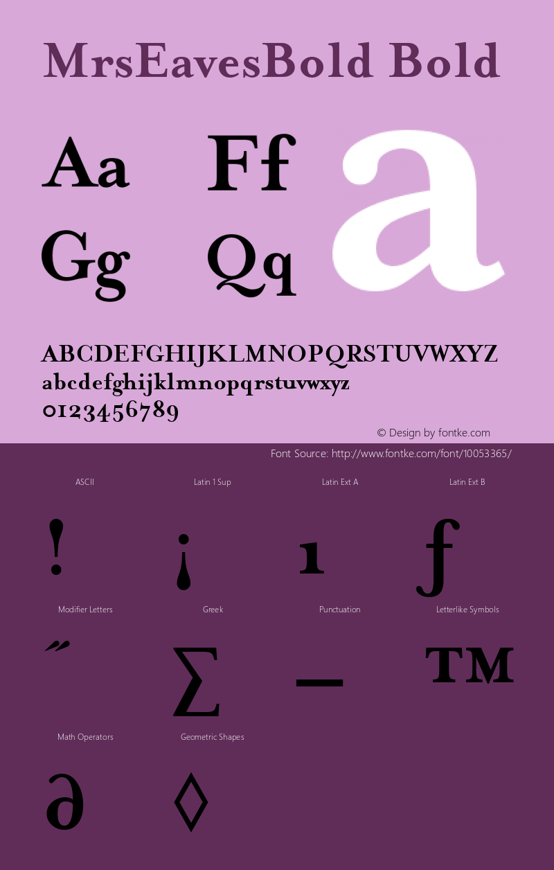 MrsEavesBold Bold Altsys Fontographer 3.5  4/4/96 Font Sample