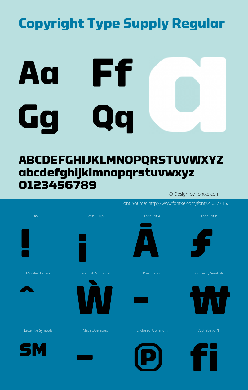 Copyright Type Supply Version 002.000 2013 Font Sample