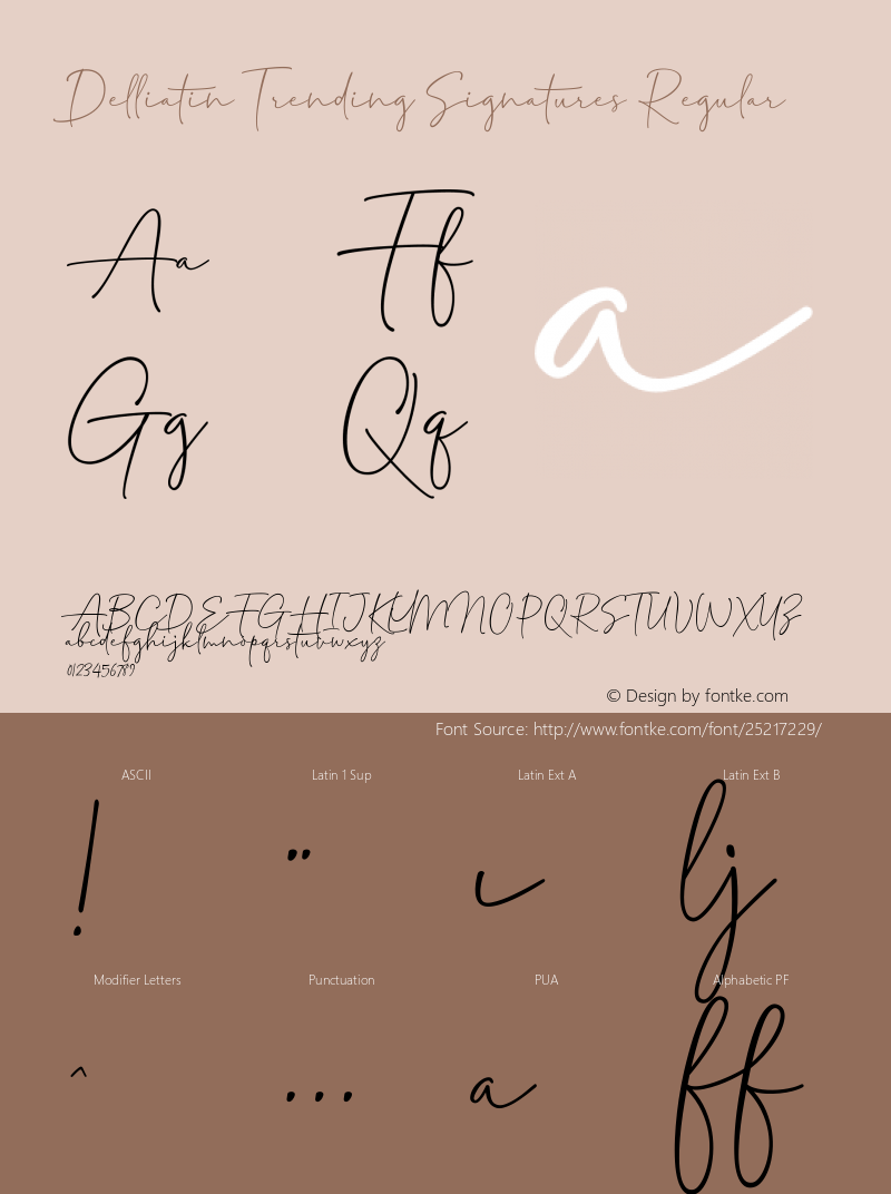 DelliatinTrendingSignatures Version 1.000 Font Sample