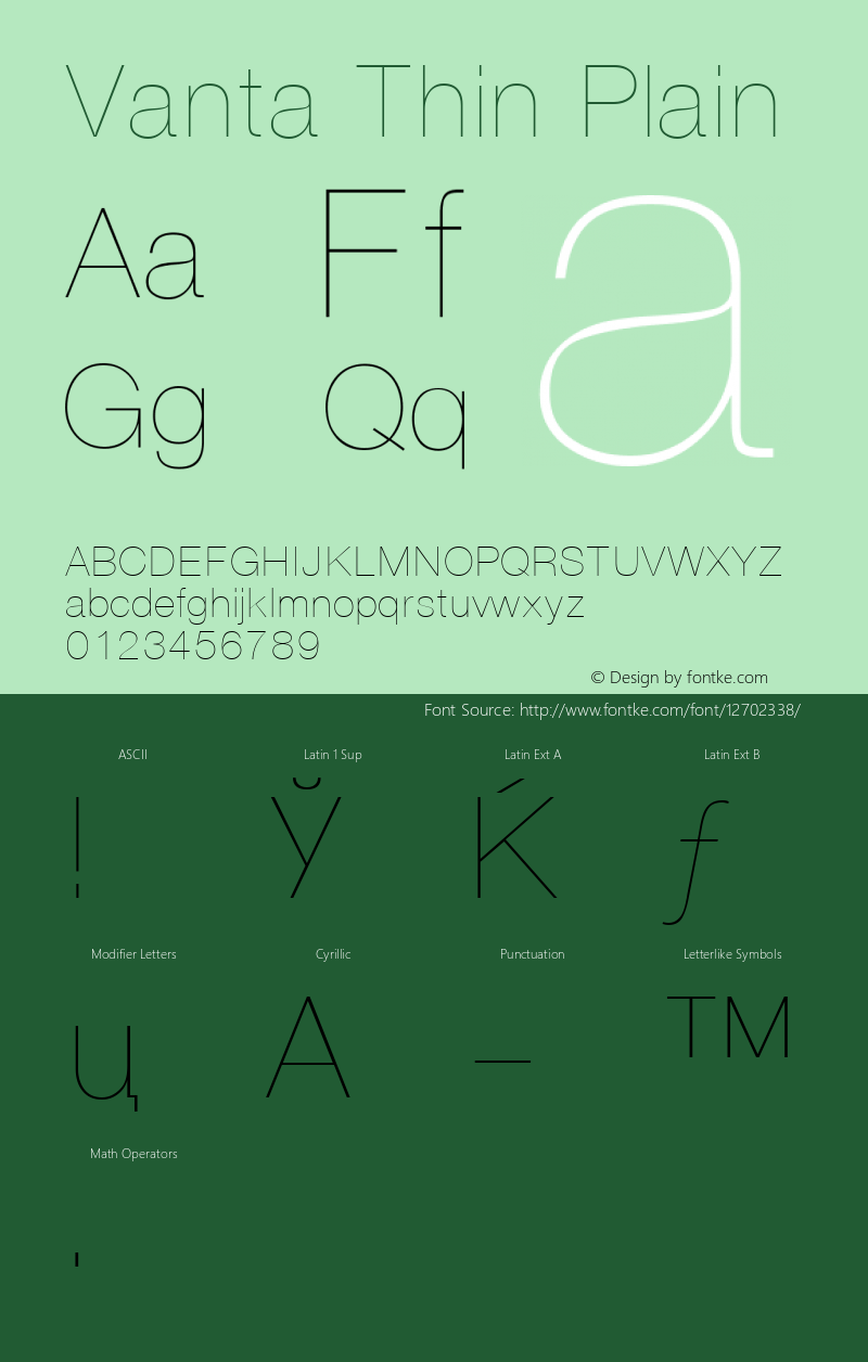 Vanta Thin Plain 001.001 Font Sample