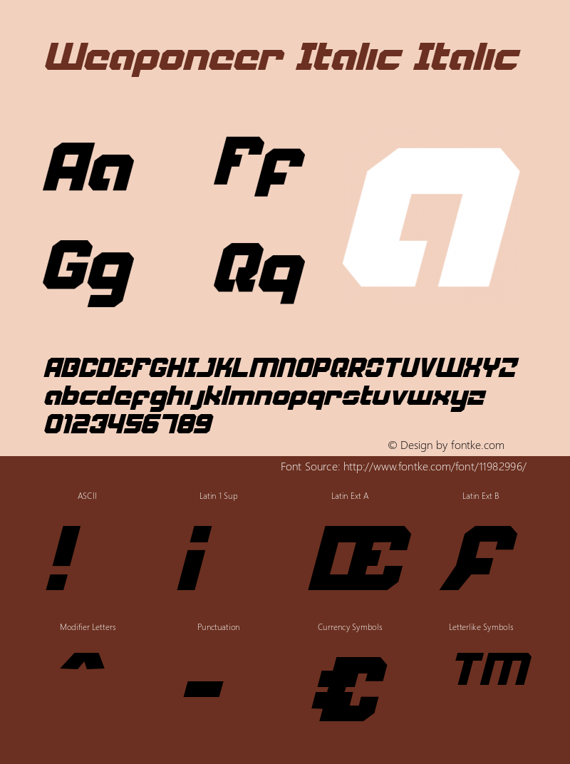 Weaponeer Italic Italic 001.000 Font Sample