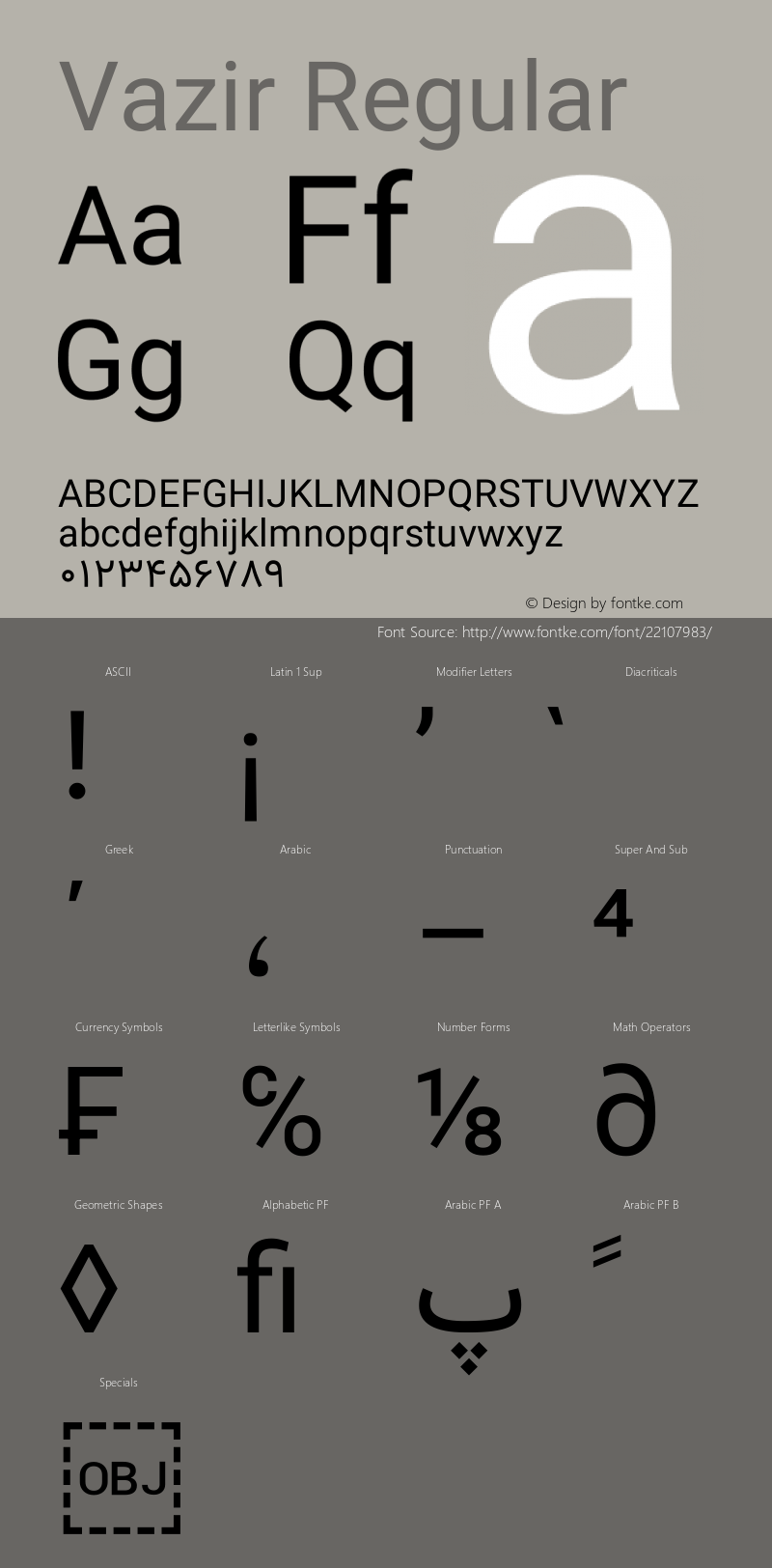 Vazir Version 10.0.1 Font Sample