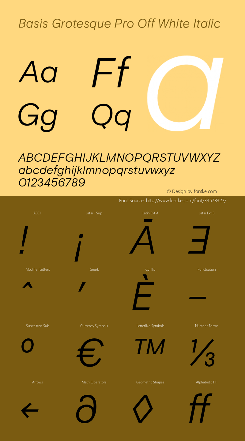 BasisGrotesquePro-OffWhiteItalic Version 1.1 | wf-rip DC20150410 Font Sample