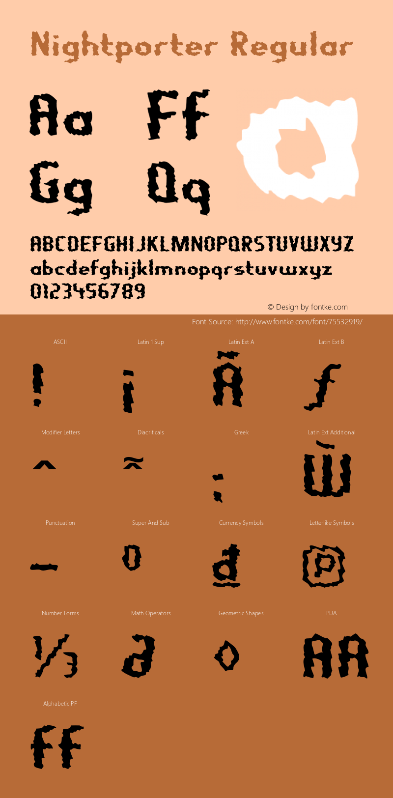 Nightporter-Regular Version 5.101 Font Sample