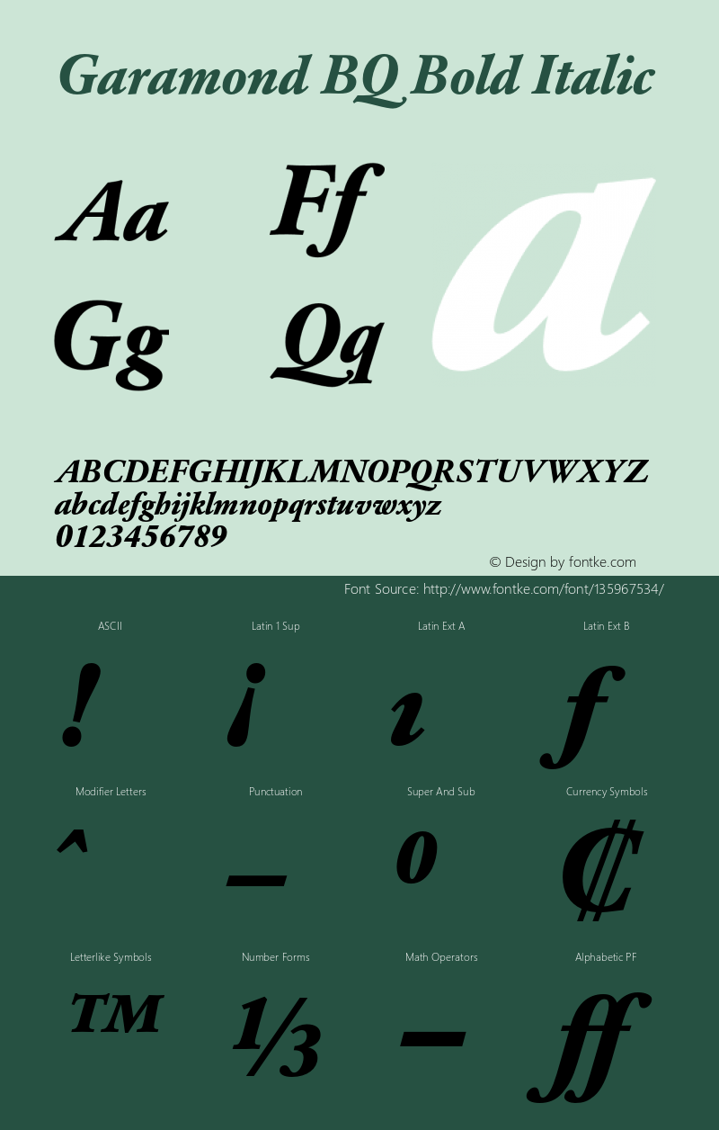 GaramondBerthBQ-BoldItalic Version 001.000;Core 1.0.00;otf.5.02.2298;47.06MW Font Sample