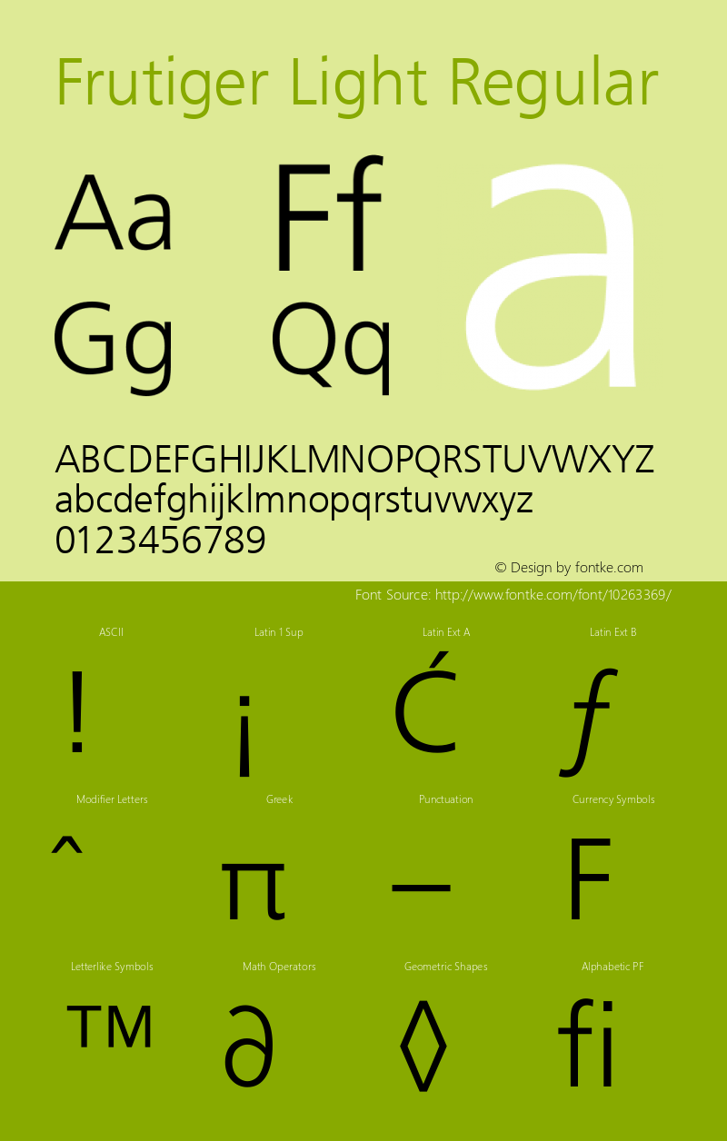 Frutiger Light Regular 1.000; 01-24-94 Font Sample