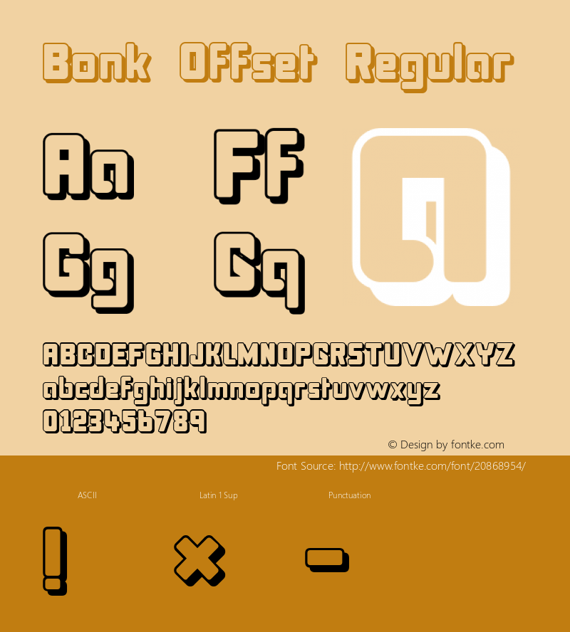 Bonk Offset 1.00 Font Sample
