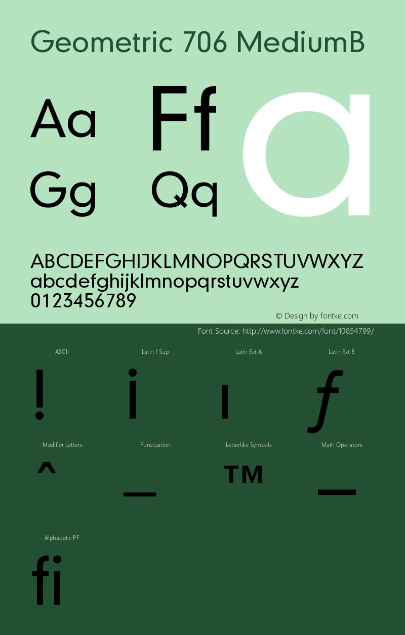 Geometric 706 MediumB Version 003.001 Font Sample