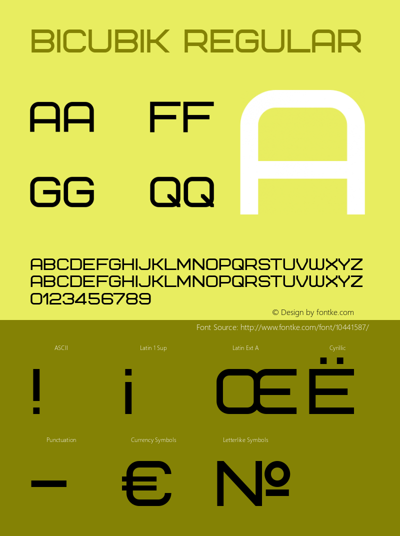 Bicubik Regular Version 001.001 Font Sample