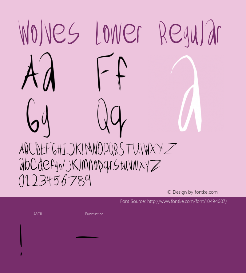 Wolves Lower Regular 6/6/97 revision 0 Font Sample