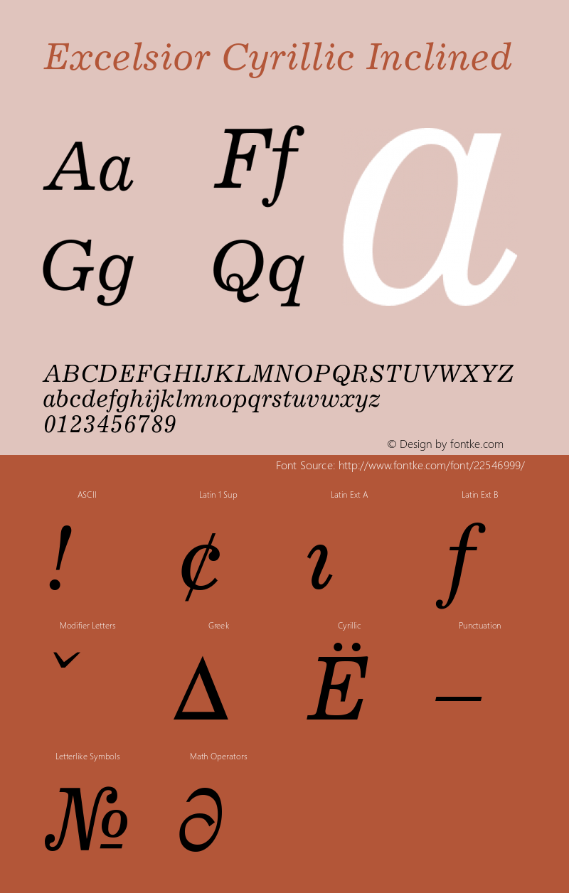 Excelsior Cyrillic Inclined Version 001.000 Font Sample