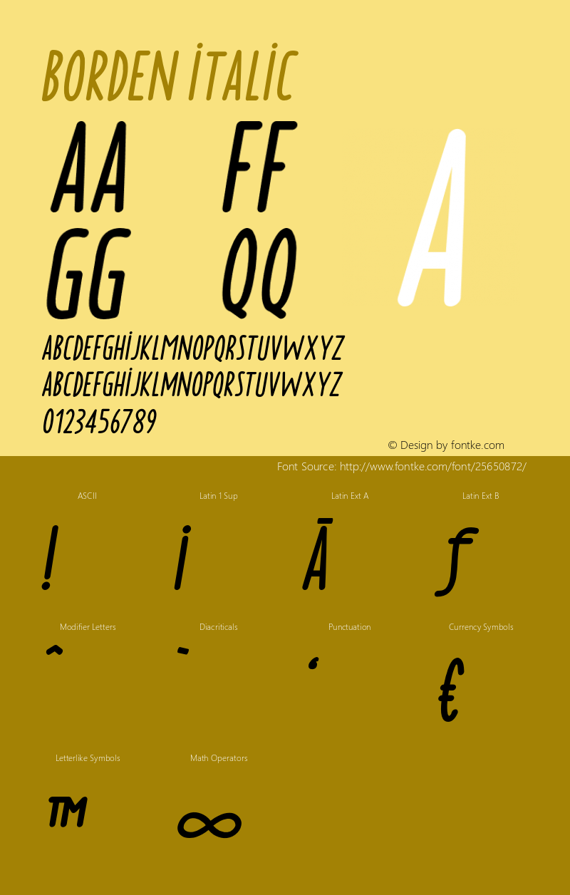Borden-Italique Version 1.000 Font Sample