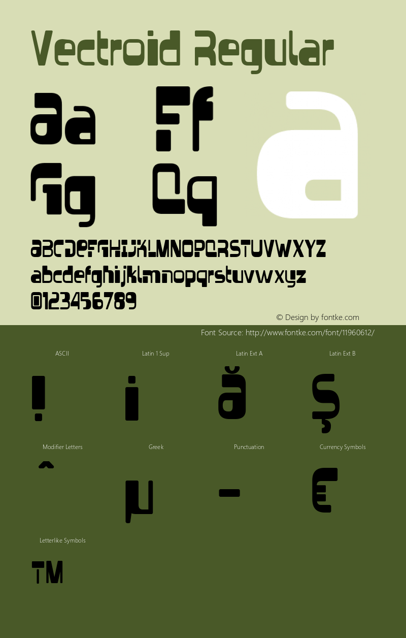 Vectroid Regular OTF 3.000;PS 001.001;Core 1.0.29 Font Sample