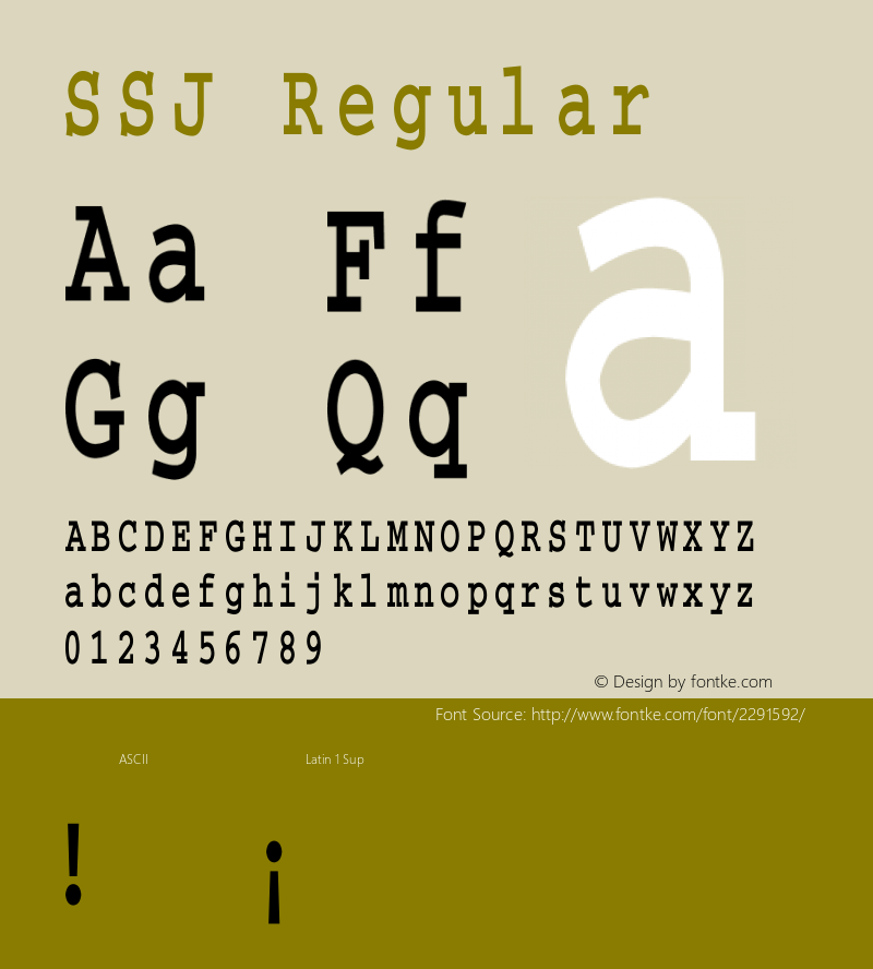 SSJ Regular 1995:1.00 Font Sample